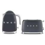 Smeg  Kettle & 2-Slice 950W Toaster, Stainless Steel, Slate Grey