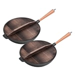 SOGA 2X 31cm Commercial Cast Iron Wok FryPan Fry Pan - Frying Pans - ZPai012X2