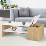 Idmarket - Table basse bar contemporaine izia avec coffre bois et plateaux blancs