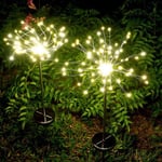 2ack 150 LED utomhus solcells trädgårdsstake lampor, 2 blinkande lägen 50 silvertrådsträng vattentät fyrverkeri Starburst Fairy Light för trädgård uteplats Ya