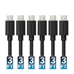 Câble Micro USB, Charge Rapide, (6 x 90 cm) Câble de charge haute vitesse 5V-3A Compatible avec Manette PS4 Galaxy S7/S6/J7, Huawei, Motorola, Nokia et autres appareils (CB-UM63)