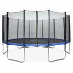 Trampoline rond ø 490cm bleu avec son filet de protection - Jupiter - Trampoline de jardin 490 cm 4m Qualité pro. Normes eu. - Bleu