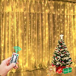 DUVERT LED Guirlande avec crochet, Guirlande lumineuse LED rideau 3M long (1m/2m/3m haut), led bande, bandeau pour décoration de fête de mariage et noël, télécommande USB, (Blanc chaud, 3m x 3m)