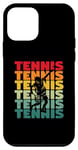 Coque pour iPhone 12 mini Silhouette de tennis rétro vintage joueur entraîneur sportif amateur