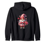 Heart Gnome Graphic And Valentines Flowers For Her Cute Love Zip Hoodie