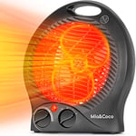 Fan Heaters for Home Low Energy Silent, 2000W 2-in-1 Portable Space Heaters with 3 Heat Settings, Instant Heat Electric Heaters with Energy Efficient for Living Room, Bedroom, Office, Mia&Coco