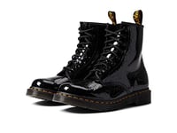 Dr. Martens Women's Amphibians, Black Patent Leopard Emboss, 3 UK