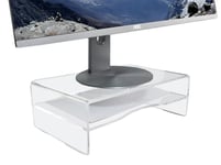 DESQ Support Moniteur en Acrylique - Bac à courrier, Hauteur 120 mm, Pieds en Caoutchouc, Dutch Design