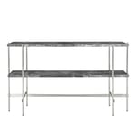 Gubi - TS Console, 120x30x72, 2 racks Polished Steel Base, Table Top Grey Emperador Marble - Avlastningsbord - GamFratesi - Grå - Metall/Sten