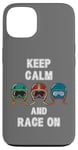 Coque pour iPhone 13 Casques rétro vintage, Go Kart Car Racing, Keep Calm & Race On