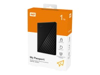 Wd My Passport Wdbyvg0010bbk - Harddisk - Kryptert - 1 Tb - Ekstern (Bærbar) - Usb 3.2 Gen 1 - 256-Bit Aes - Svart