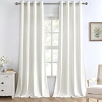 MIULEE Rideaux Velours Blanc 140x260 CM Lot de 2, Luxurious Doux Semi-occultant Rideaux à Oeillets, Rideau Thermique Isolant Anti Chaleur Velours pour Chambre Décoration, Opaque Rideaux Salon Moderne