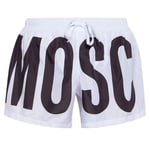 Moschino Mens Brand Print Logo White Short Swim Shorts - Size Large