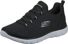 Skechers Femme SUMMITS Sneaker, Black Mesh/White Trim, 35 EU