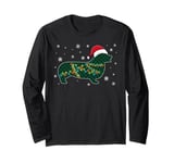 Corgi Buffalo Plaid Christmas Santa Hat Lights Snowflakes Long Sleeve T-Shirt