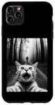 Coque pour iPhone 11 Pro Max T-shirt drôle chat selfie avec Bigfoot