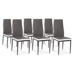 Idmarket - Lot de 6 chaises romane grises bandeau blanc pour salle à manger