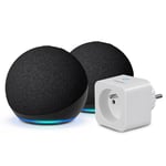 Echo Dot (5e génération) | Anthracite, pack de 2 + Sengled Smart Plug, Fonctionne avec Alexa - Kit de démarrage Maison connectée