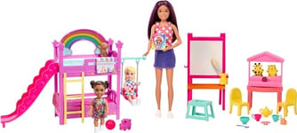 Barbie Skipper Babysitters Inc. Ultimate Daycare Playset with 3 Dolls, Furniture & 15+ Accessories, Includes Bunk Beds & Color-Change Easel, HND18