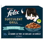 12 Sachets de pâté pour chat Succulent Grill – Sélection Poisson FELIX