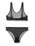 Emporio Armani Underwear Emporio Armani Women's Bralette+Brief Set All Over Mesh Monogram Lingerie Ensemble, Black, X-Small aux Femmes