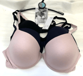 NEW M&S Marks & Spencer 42A 3 pack pink/navy/black padded plunge underwired bras