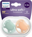 Philips Avent Ultra Soft Pacifier 2 Pack - Bpa-Free Dummy for Babies from 0-6 Mo