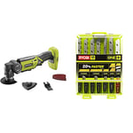 Ryobi - Outil multifonctions 18 V One+ sans batterie ni chargeur 10000-20000 osc/min tête 4 positions & Coffret 10 Lames de Coupe ONE+ pour Scie Sauteuse Sans Fil - Spécial Bois, Métal et Plastique