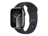 Apple Watch Series 9 Gps + Cellular - Boîtier Acier Inoxydable 45 Mm Graphite Minuit - Bracelet S/M