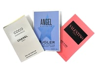 3x Branded Strong Women Perfume Samples Chanel  Thierry Mugler  Valentino Travel