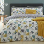 Catherine Lansfield Retro Circles Ochre Bedding Set-Kingsize Multicoloured Kingsize