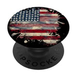 Vagues de la liberté : motif drapeau américain vieilli PopSockets PopGrip Adhésif