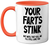 Funny Valentines Gifts for Him - Your Farts Stink Mug - Funny Mugs for Men, Birthday Gifts for Boyfriend Husband Dad, Joke Novelty Present, I Love You Daughter Son Wife, 11oz Orange Ceramic Mugs