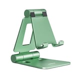 NULAXY Aluminum Phone Stand for Desk, Adjustable Phone Holder Foldable Metal Stand Mount Cradle Dock Compatible with iPhone 16 15 14 13 12 11 Pro Mini Pro Max Xs XR X 8 7, All Smartphones - Green