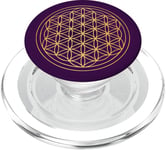 Mandala Fleur de Vie Géométrie Sacrée Abstrait Violet Foncé PopSockets PopGrip - Support et Grip pour Smartphone/Tablette avec un Top Interchangeable PopSockets PopGrip pour MagSafe