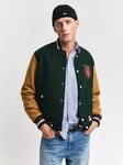 GANT Wool Blend Varsity Jacket, Tartan Green/Multi