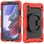 Case for Galaxy Tab A7 Lite 8.7 Inch Silicone Case with Sturdy Stand Rotating Handle Shoulder Strap for Samsung Galaxy A7 Lite 2021 SM-T220/T225/T227 Red