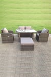 Rattan Garden Furniture Set Adjustable Chair Sofa Double Love Seat 2 Seater Sofa Oblong Black Glass Dining Table