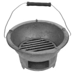 Hibachi-Poêle à charbon de bois portable,petit feu en fer,fonte,barbecue,camping,intérieur,style britannique,coréen,extérieur,japonais - Type Silver