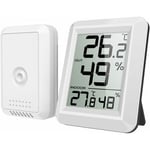 Thermomètre Intérieur et Extérieur, Thermomètre Connecté avec Capteur Extérieure sans Fil, Thermomètre Hygrometre Numérique avec Grand Ecran LCD, Commutateur ?/?, pour Bureau, Maison, Chambre