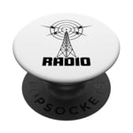 Tour radio rétro - Radio jambon et écouteur ondes courtes PopSockets PopGrip Adhésif