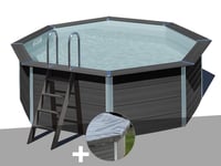 Kit piscine composite Gré Avant-Garde ronde 4,10 x 1,24 m + Bâche hiver