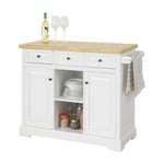 Desserte Roulante Meuble de Rangement Cuisine de Service Buffet Commode Bahut avec Plans de Travail, 3 tiroirs Sobuy FKW101-WN