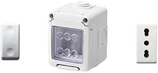 Gewiss Conteneur pour appareils 27 Combi protégé 2 Places Gris RAL 7035 IP55 avec 1 Prise bivalente Blanche, 1 Interrupteur Blanc