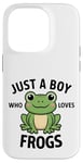 Coque pour iPhone 14 Pro Juste un garçon qui aime les grenouilles, de jolis garçons illustrés de grenouilles