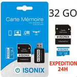 Carte Mémoire Micro Sdhc 32go Class 10 Avec Adaptateur Sd Gratuit Bleu