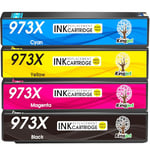 KINGJET 973X Ink Cartridges New Chip Replacement for HP 973X 973 Ink Multipack for HP PageWide Pro 477dw 577dw 452dw 477dn 452dn 577z 552dw P55250dw Printer (Black Cyan Magenta Yellow), 4 Pack