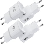 4-Pack Chargeurs Usb, Chargeur Rapide Adaptateur Secteur Usb Connecteur De Charge Pour Samsung Galaxy S21 S20 S10 S6 S7 S8 S9/Edge/Plus/Active, A71,A54,A33,A13,A03,M53 5g Téléphone Mobile