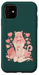 Coque pour iPhone 11 Anime Cat Girl Manga Hearts Kawaii Cute Holiday Valentines