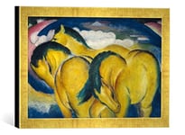 Kunst für Alle 'Encadré Image de Franz Marc Les Petits Chevaux Jaunes, d'art dans Le Cadre de Haute qualité Photos Fait Main, 40 x 30 cm, Doré Raya